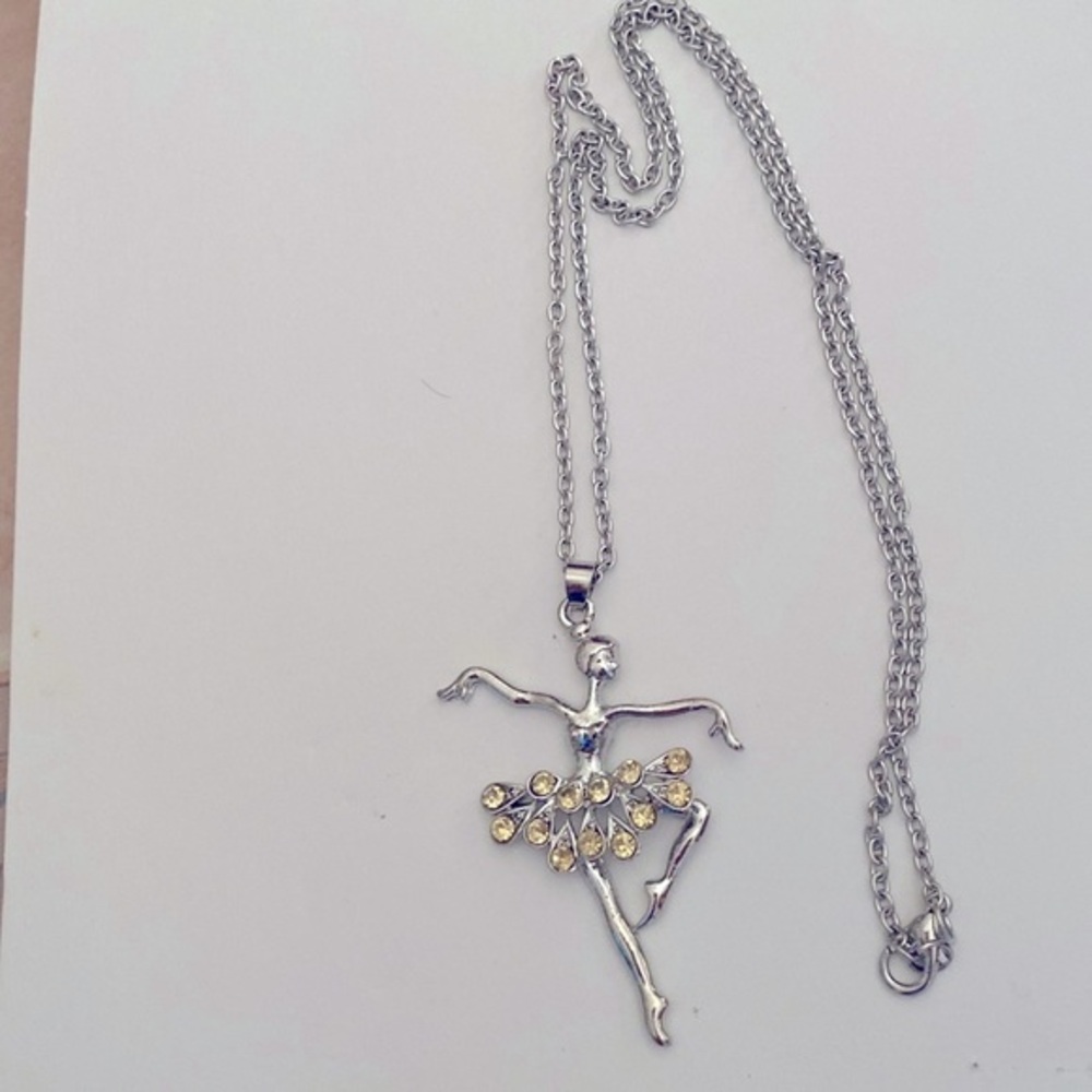 Ballerina necklace - light yellow colored rhinestones